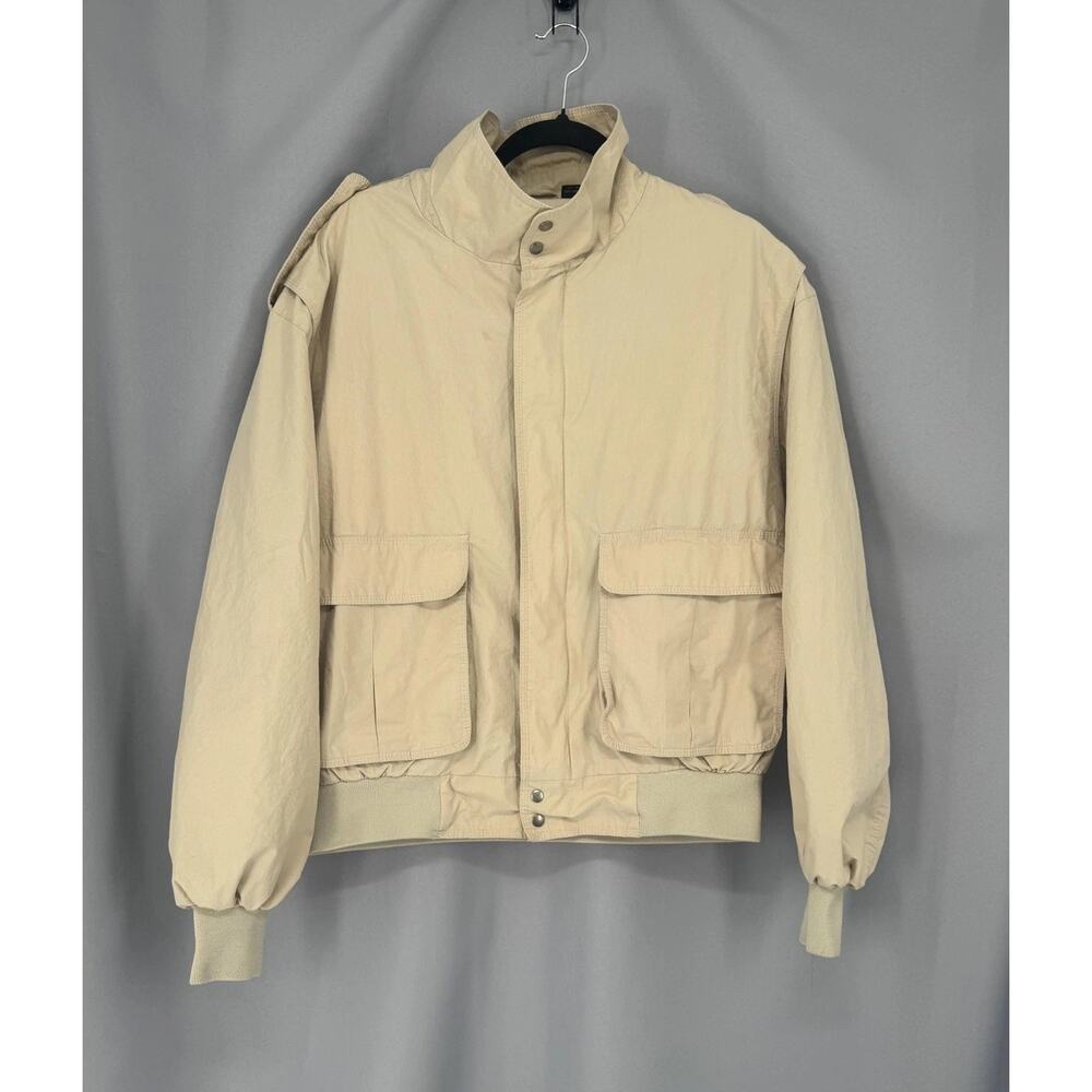 Vintage Members Only Jacket Mens 46 Beige Grand Prix Cotton Bomber Hong Kong